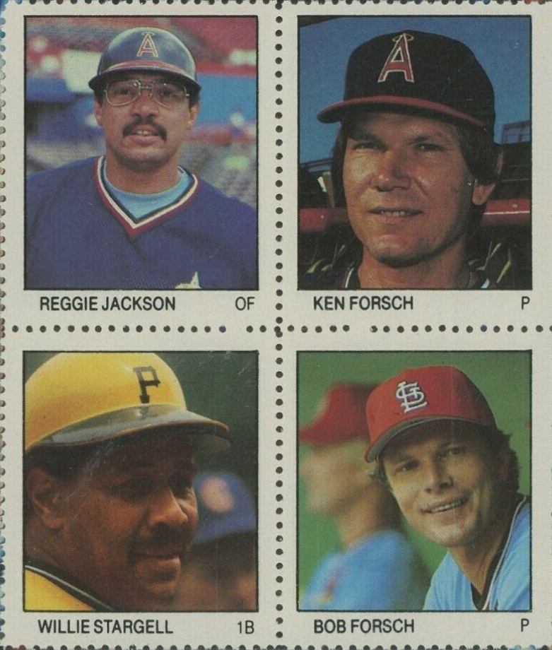 1983 Fleer Stamps Bob Forsch/Reggie Jackson/Ken Forsch/Willie Stargell # Baseball Card