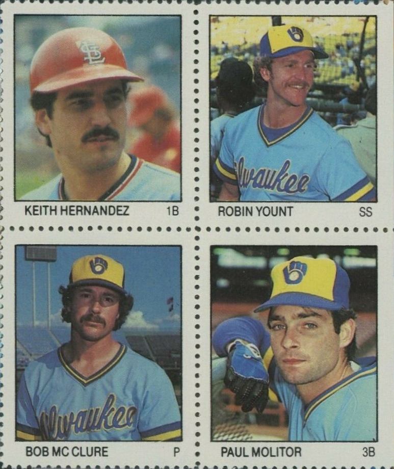 1983 Fleer Stamps Keith Hernandez/Robin Yount/Bob McClure/Paul Molitor # Baseball Card