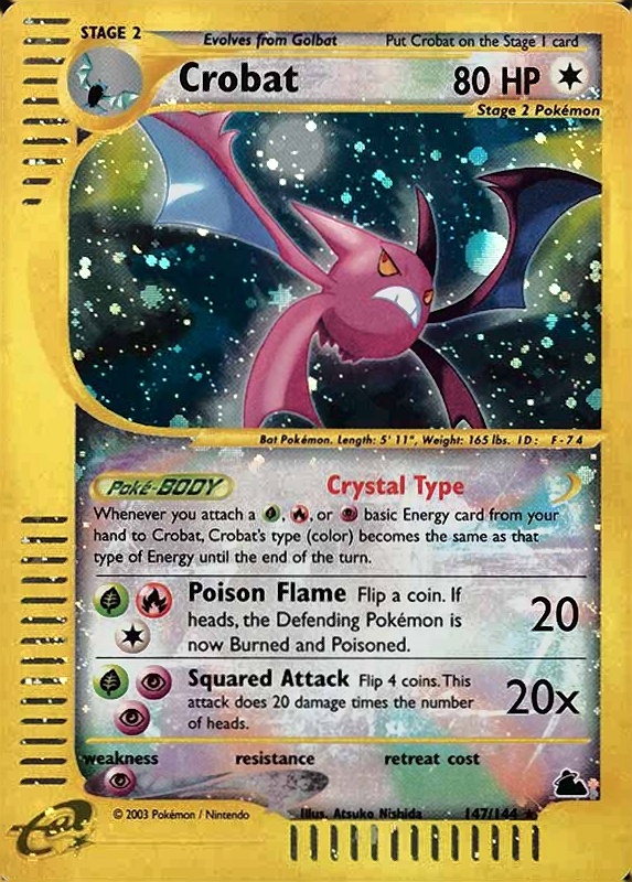 2003 Pokemon Skyridge Crobat-Holo #147 TCG Card