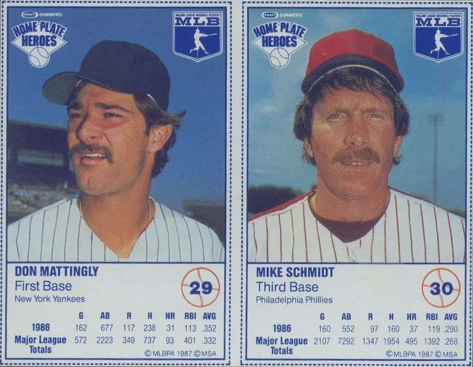 1987 Kraft Home Plate Heroes Panel-Hand Cut Mattingly/Schmidt # Baseball Card