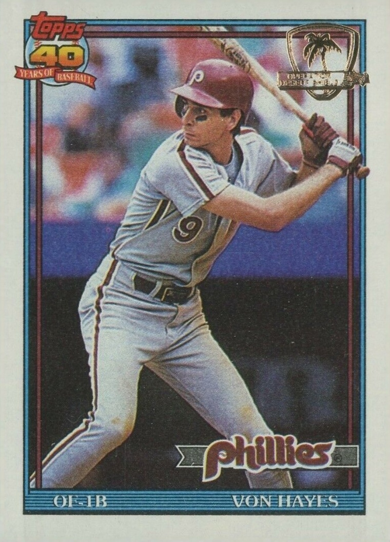 1991 Topps Desert Shield Von Hayes #15 Baseball Card
