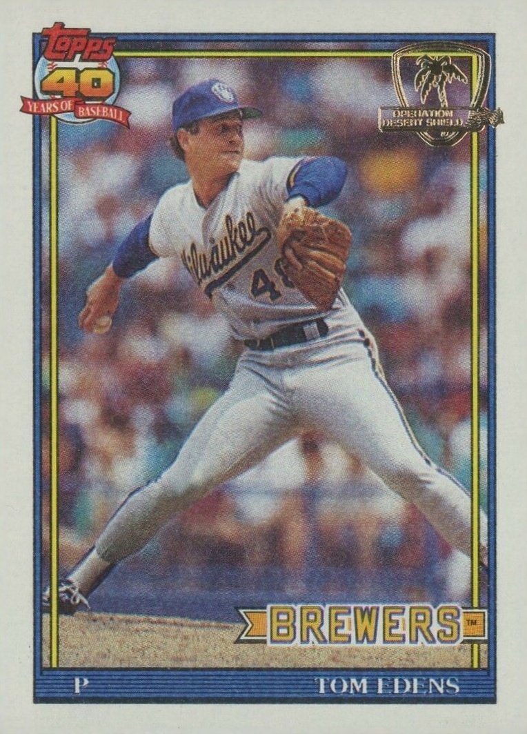 1991 Topps Desert Shield Tom Edens #118 Baseball Card