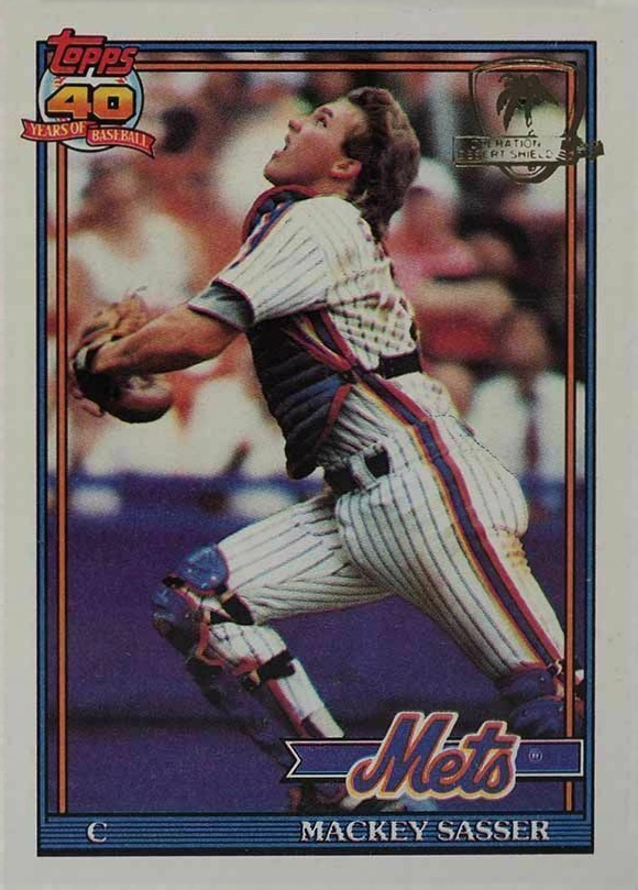 1991 Topps Desert Shield Mackey Sasser #382 Baseball Card