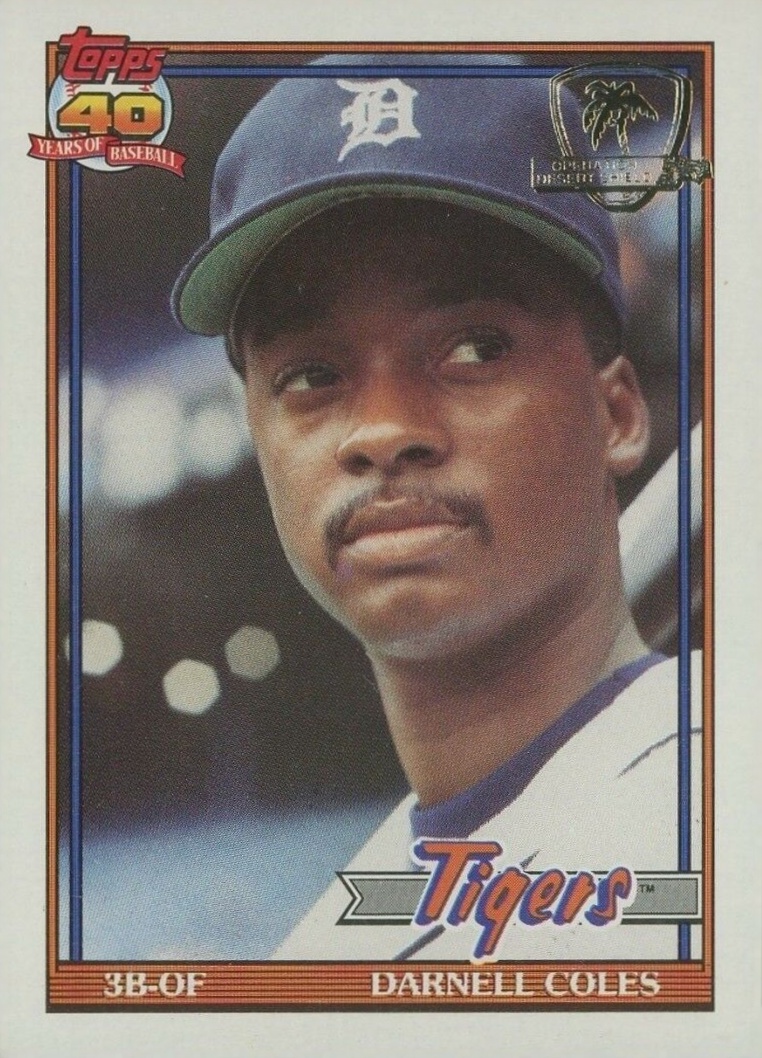 1991 Topps Desert Shield Darnell Coles #506 Baseball Card