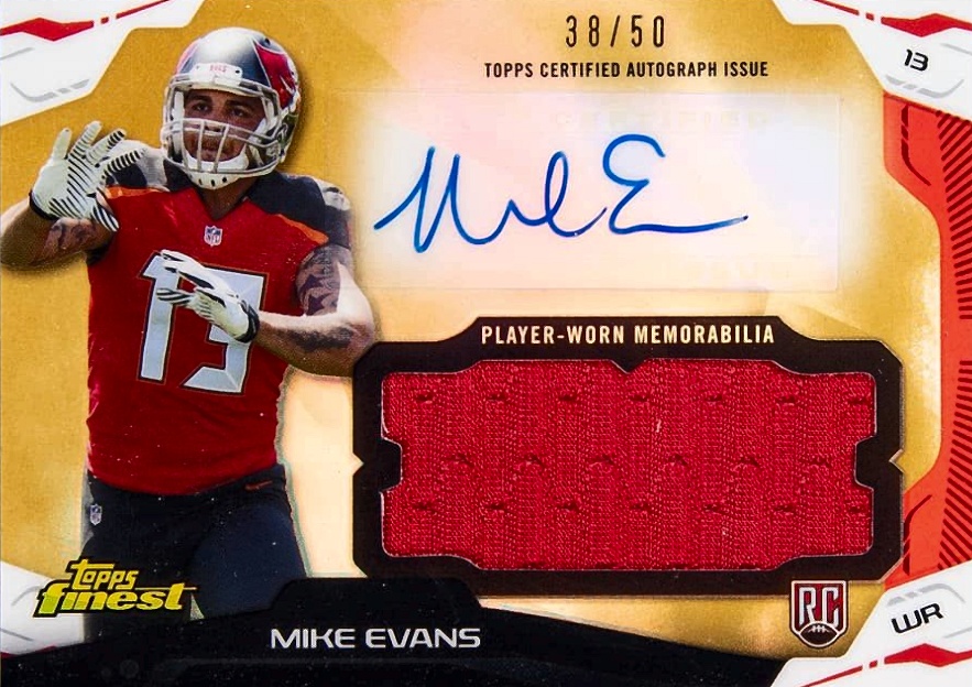2014 Finest Autograph Jumbo Relic Refractor Mike Evans #ME Football Card