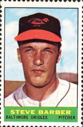 1964 Bazooka Stamps Steve Barber # Baseball Card