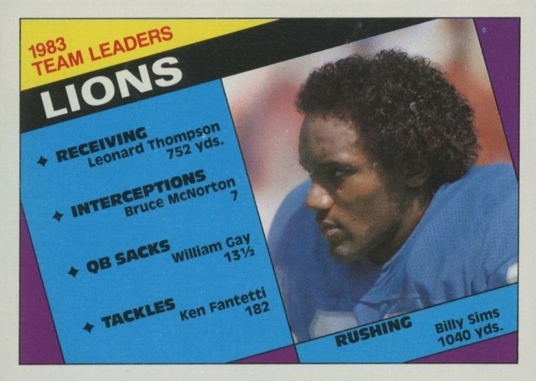 1984 Topps Detroit Lions Leaders #250 Football Card