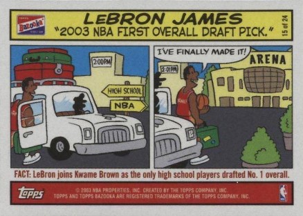 2003 Bazooka Comics LeBron James #15 Basketball Card