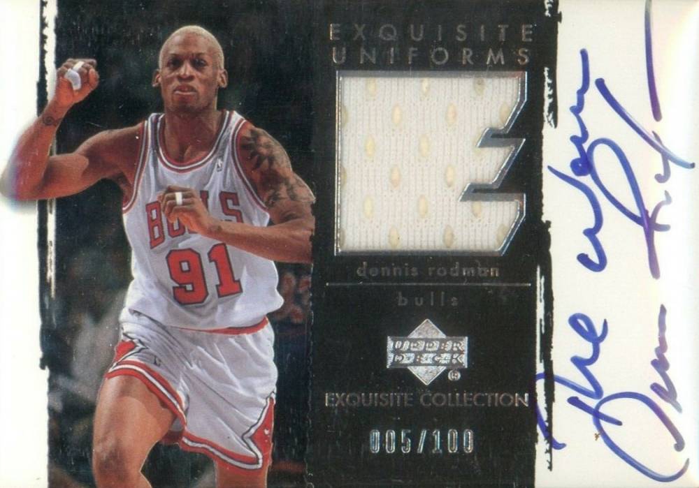 2003 Upper Deck Exquisite Collection Autograph Patches Dennis Rodman #AP-DR Basketball Card