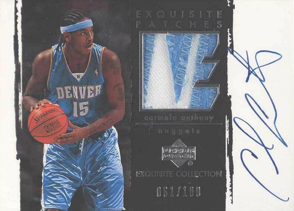 2003 Upper Deck Exquisite Collection Autograph Patches Carmelo Anthony #AP-CA Basketball Card