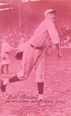1926 Exhibit Postcard backs (1926-1929) "Bob" Meusel # Baseball Card