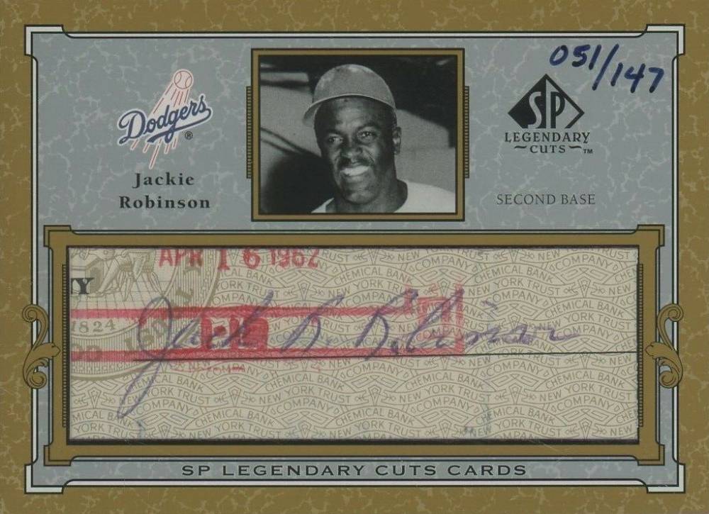2001 SP Legendary Cuts Cut Signature Jackie Robinson #C-JR Baseball Card