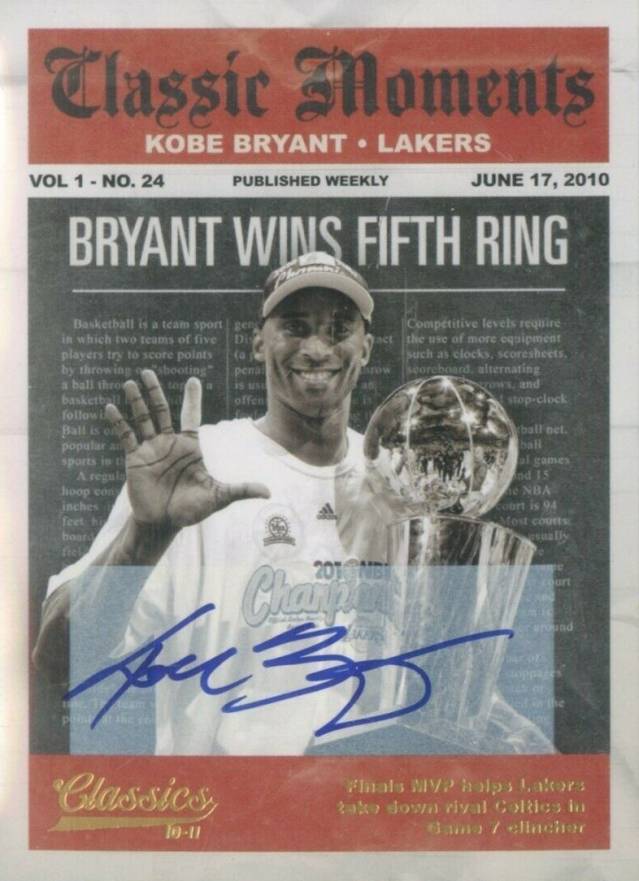 2010 Panini Classics Classic Moments Kobe Bryant #9 Basketball Card