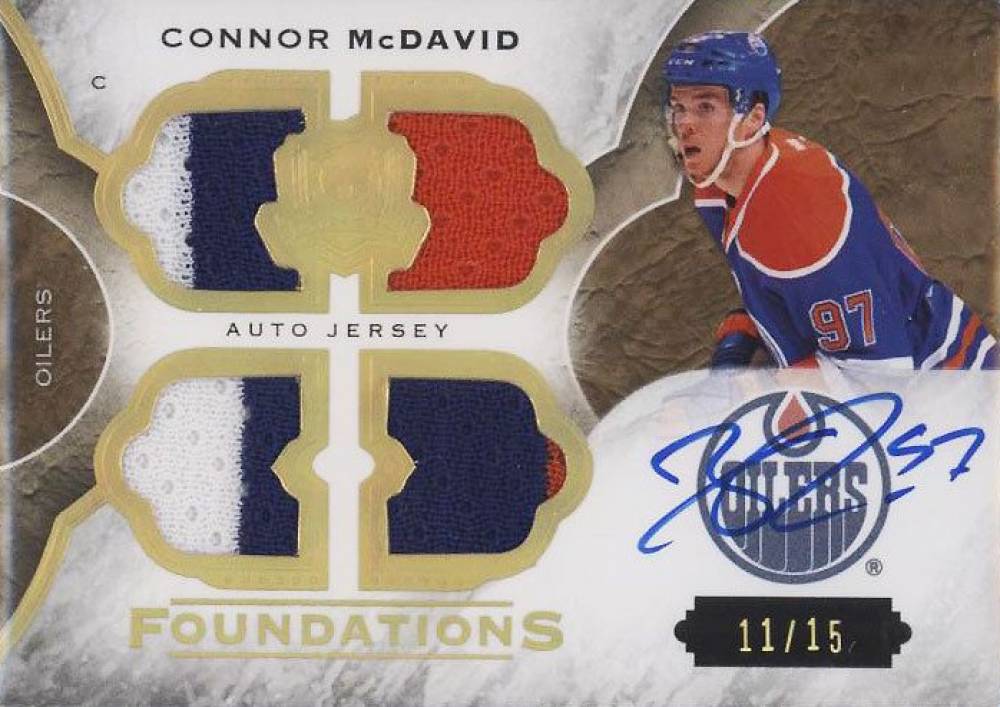2015 Upper Deck the Cup Cup Foundations Quad Jersey Connor McDavid #CF-CM Hockey Card