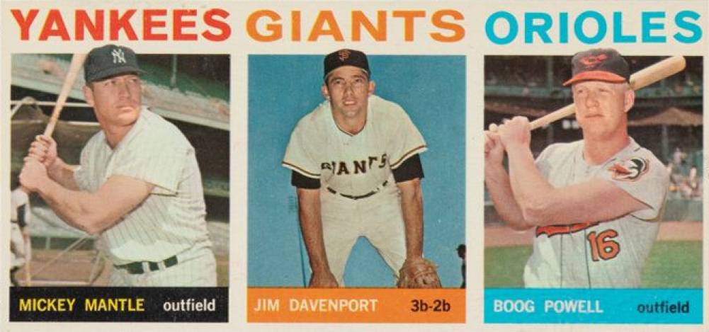1964 Topps Salesman Panel Boog Powell/Jim Davenport/Mickey Mantle # Baseball Card