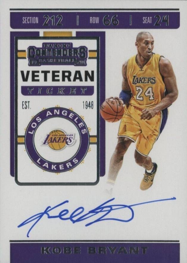 2019 Panini Contenders Veteran Ticket Autograph Kobe Bryant #KBR Basketball Card
