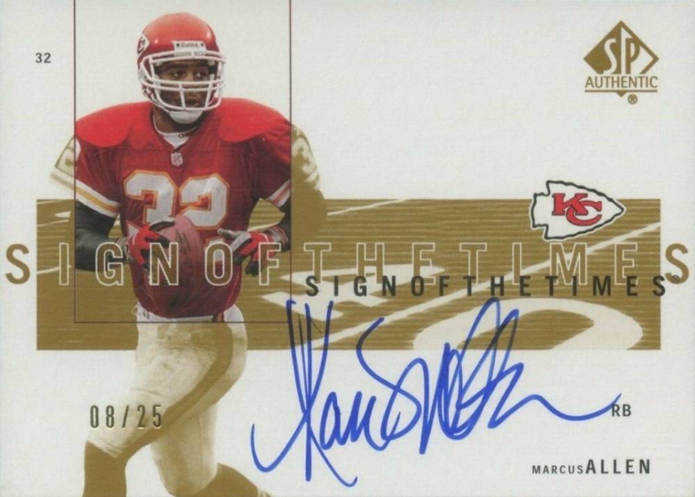 2001 SP Authentic Sign of the Times Marcus Allen #MA Football Card