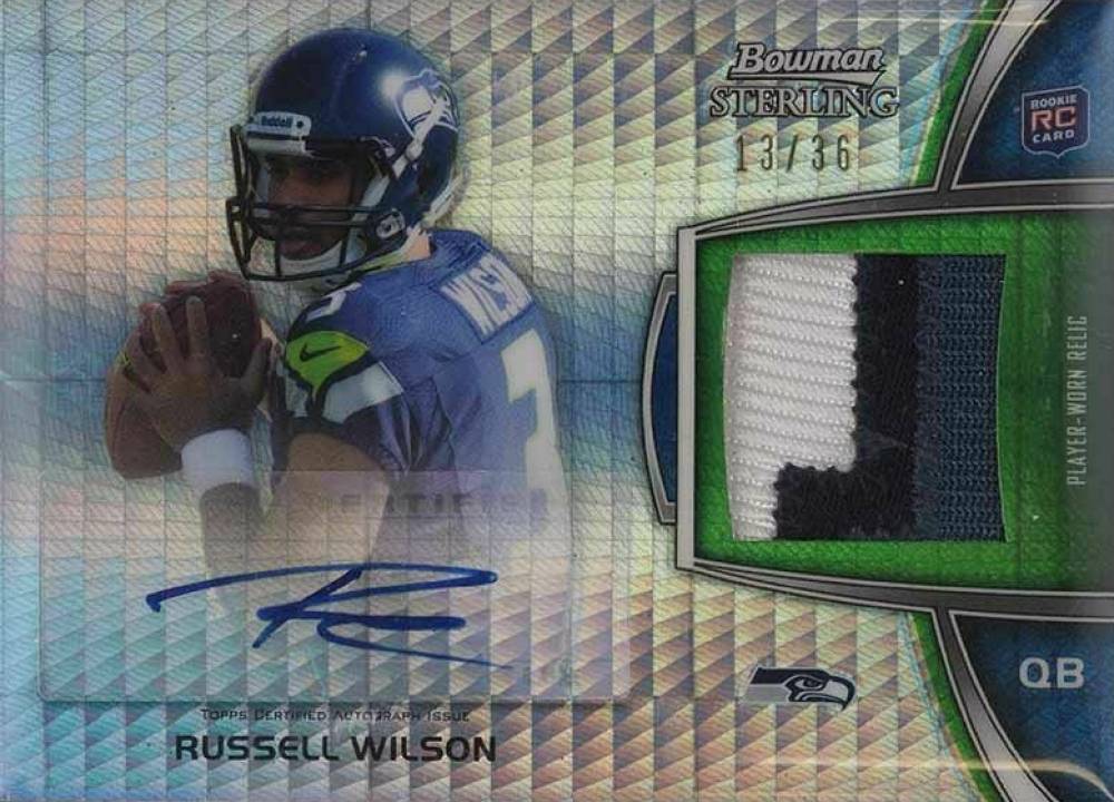 2012 Bowman Sterling Autograph Rookie Relic Russell Wilson #RW Football Card