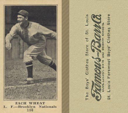 1916 Famous & Barr Co. Zach Wheat #186 Baseball Card