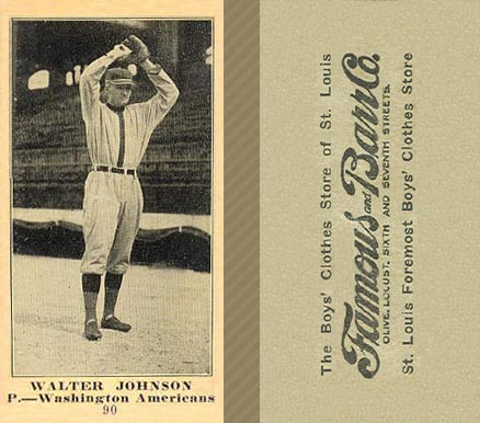1916 Famous & Barr Co. Walter Johnson #90 Baseball Card