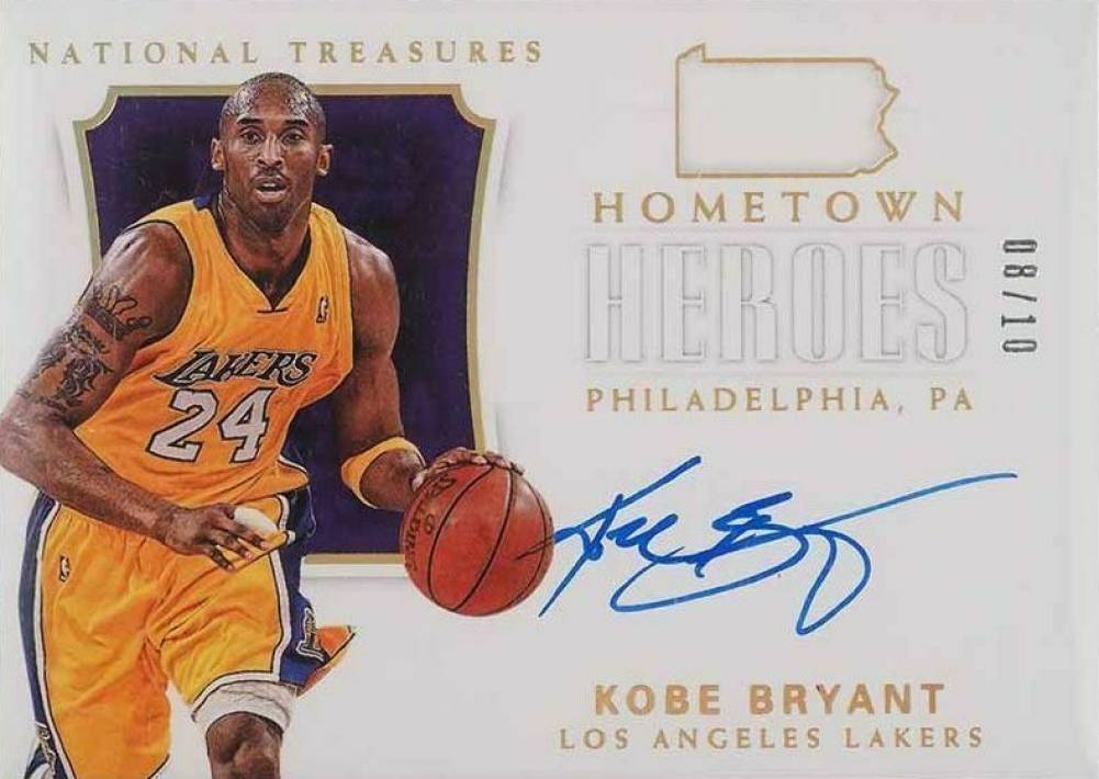2017 National Treasures Hometown Heroes Autographs Kobe Bryant #KBR Basketball Card