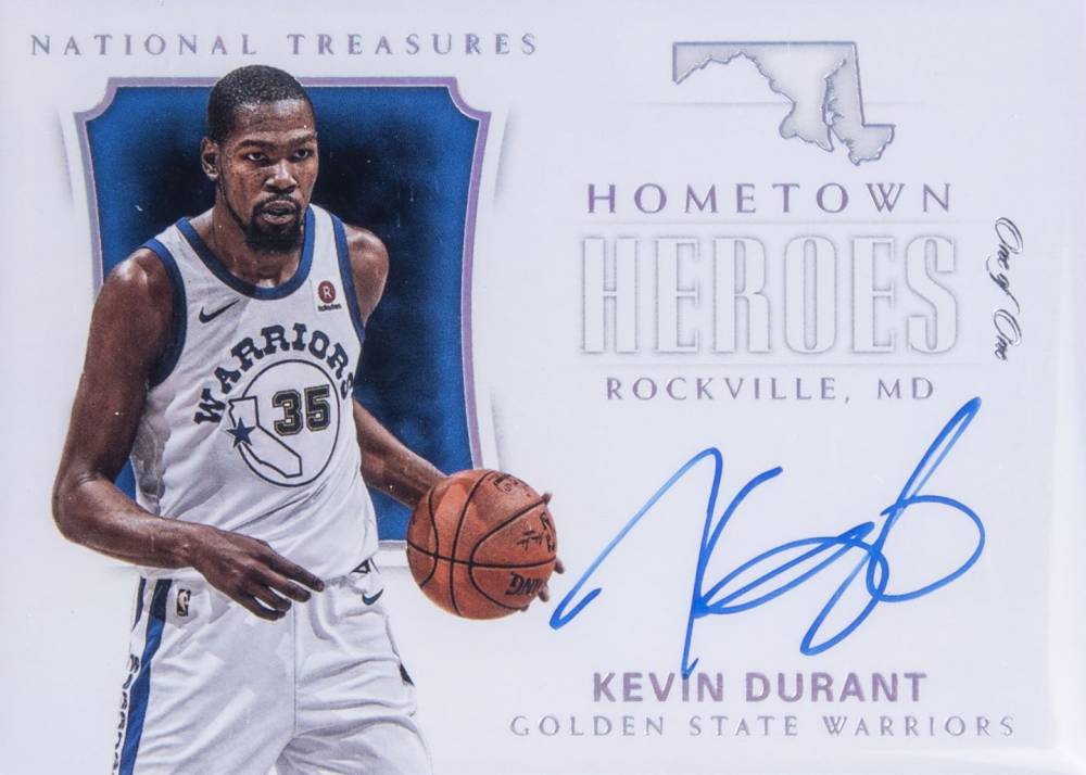 2017 National Treasures Hometown Heroes Autographs Kevin Durant #KVD Basketball Card