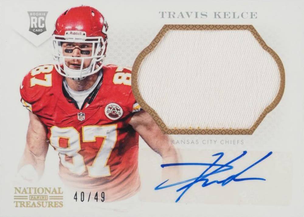 2013 Panini National Treasures Rookie Signature Materials Travis Kelce #334 Football Card