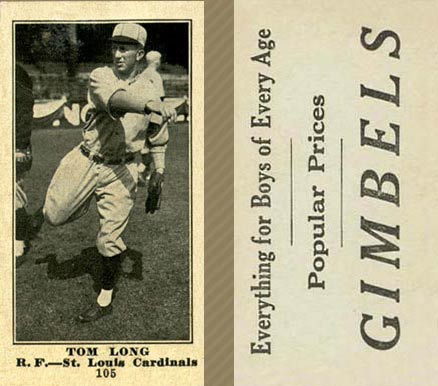 1916 Gimbels Tom Long #105 Baseball Card