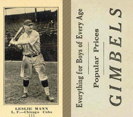 1916 Gimbels Leslie Mann #111 Baseball Card