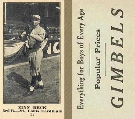 1916 Gimbels Zinn Beck #12 Baseball Card