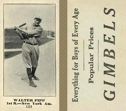 1916 Gimbels Walter Pipp #138 Baseball Card