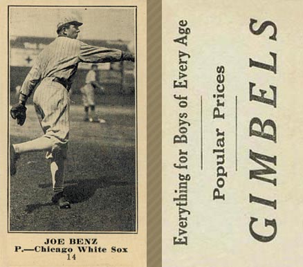 1916 Gimbels Joe Benz #14 Baseball Card