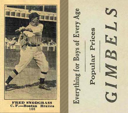 1916 Gimbels Fred Snodgrass #166 Baseball Card