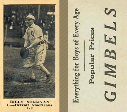 1916 Gimbels Billy Sullivan #172 Baseball Card