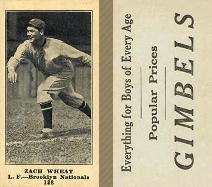 1916 Gimbels Zach Wheat #188 Baseball Card