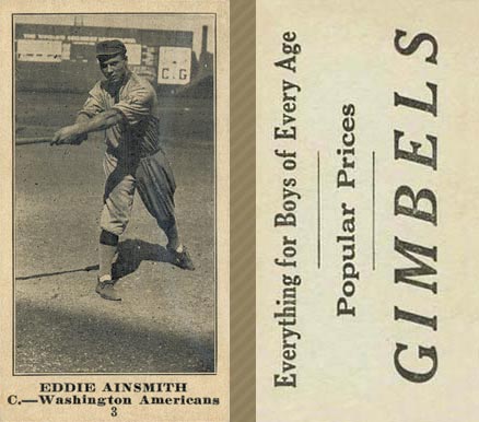 1916 Gimbels Eddie Ainsmith #3 Baseball Card