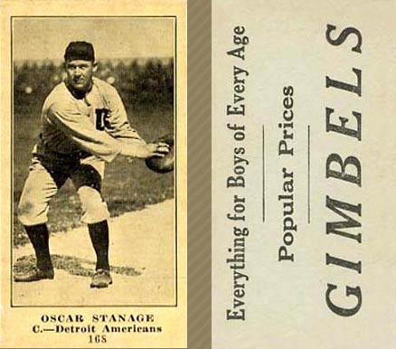 1916 Gimbels Oscar Stanage #168a Baseball Card