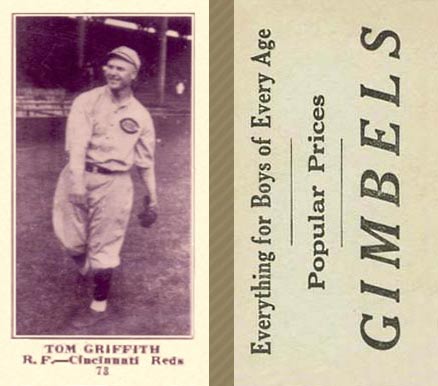1916 Gimbels Tom Griffith #73 Baseball Card