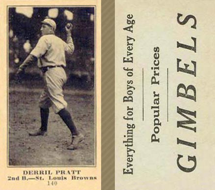 1916 Gimbels (M101-5) Derril Pratt #140 Baseball Card