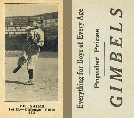 1916 Gimbels (M101-5) Vic Saier #152 Baseball Card