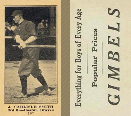 1916 Gimbels (M101-5) J. Carlisle Smith #167 Baseball Card