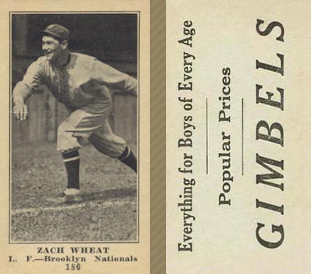 1916 Gimbels (M101-5) Zach Wheat #186 Baseball Card