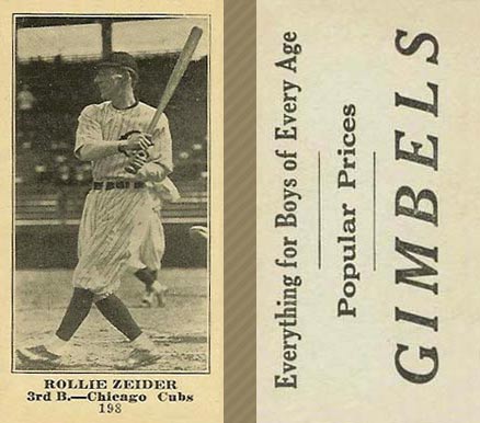 1916 Gimbels (M101-5) Rollie Zeider #198 Baseball Card