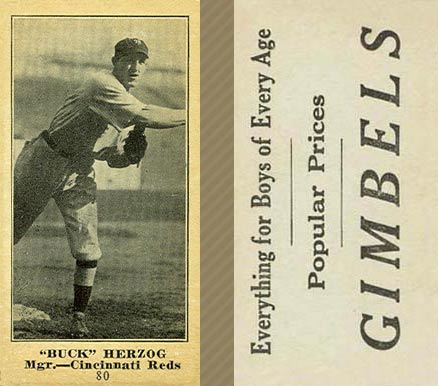1916 Gimbels (M101-5) Buck Herzog #80 Baseball Card