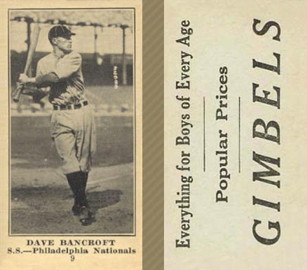 1916 Gimbels (M101-5) Dave Bancroft #9 Baseball Card