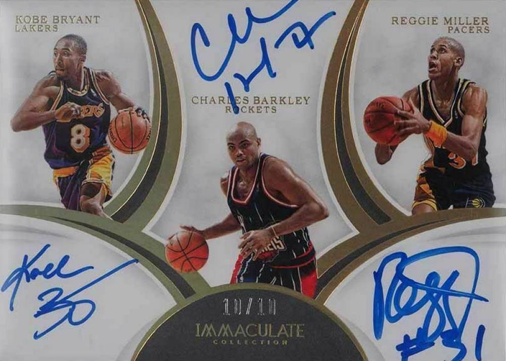 2018 Panini Immaculate Collection Triple Autographs Kobe Bryant/Charles Barkley/Reggie Miller #BBM Basketball Card