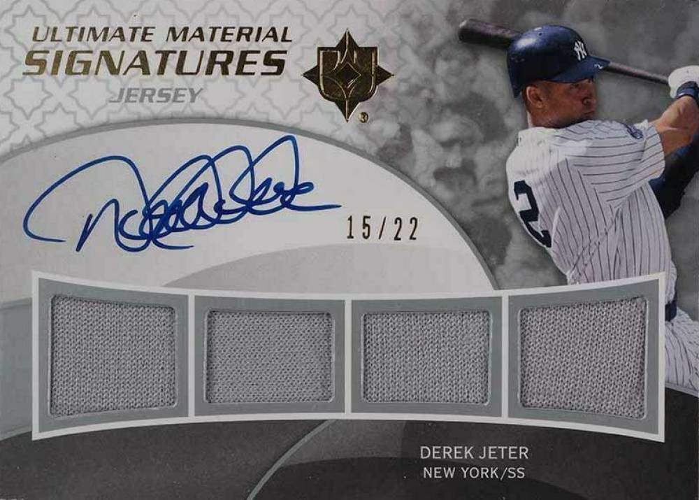 2009 Ultimate Collection Ultimate Quad Material Signature Derek Jeter #DJ Baseball Card