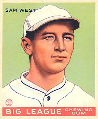 1933 Goudey Sam West #166 Baseball Card