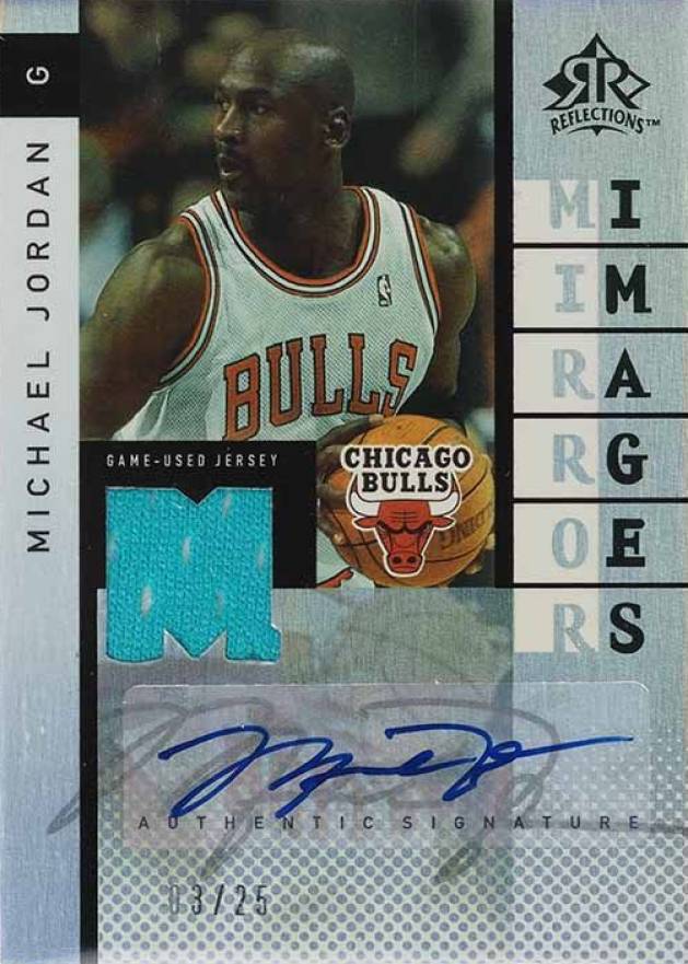 2006 Upper Deck Reflections Mirror Image Dual Patch Autographs LeBron James/Michael Jordan #MI-JJ Basketball Card