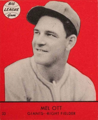 1941 Goudey Mel Ott #33r Baseball Card